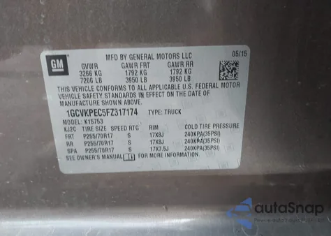 2015 Chevrolet Silverado 1500 Ls from USA, damaged, VIN 1GCVKPEC5FZ317174